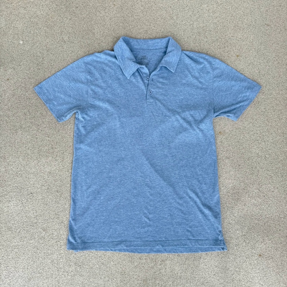True Classic Mens Medium Polo Shirt - Blue Heather Short Sleeve Tee